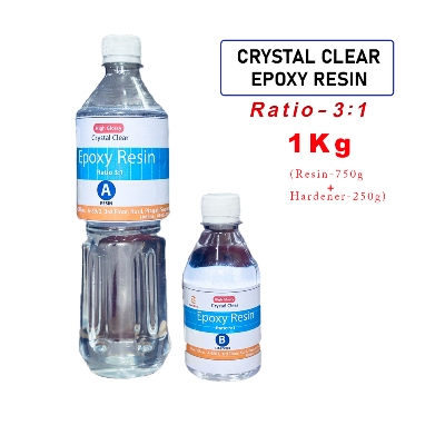 Picture of Crystal Clear Epoxy Resin With Hardener Ratio -3:1 [ Resin-750 gram + Hardener 250 gram ] White