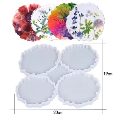 Picture of DIY Coaster Silicone Mold Handmade Coaster Storage Round Epoxy Resin Mold Flower Crystal Silicone Moulds Home Decor Resin Crafts White
