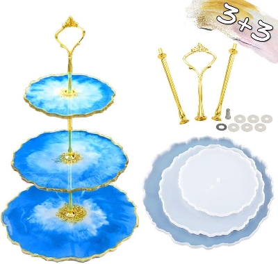 Picture of 3 Tier Cake Stand And Party Food Server Display Mold With Stand White