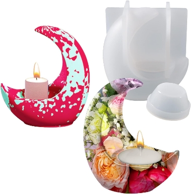 Picture of Moon Candle Silicon Mold White