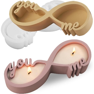 Picture of You and Me Infinity Love Candle Holder Silicone Mold White