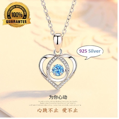Picture of Heart Beat Blue 925 Silver Neckless for Stylish Girls or Women ( Silver  )