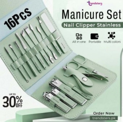 Picture of 16Pcs Manicure Set Stainless Steel Nail Clippers Kit And Pedicure