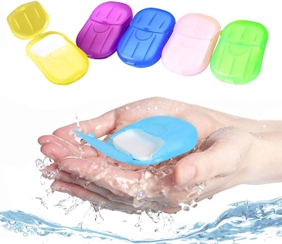 Picture of Travel Boxed Mini Flower Design Paper Soap Elliptical Box