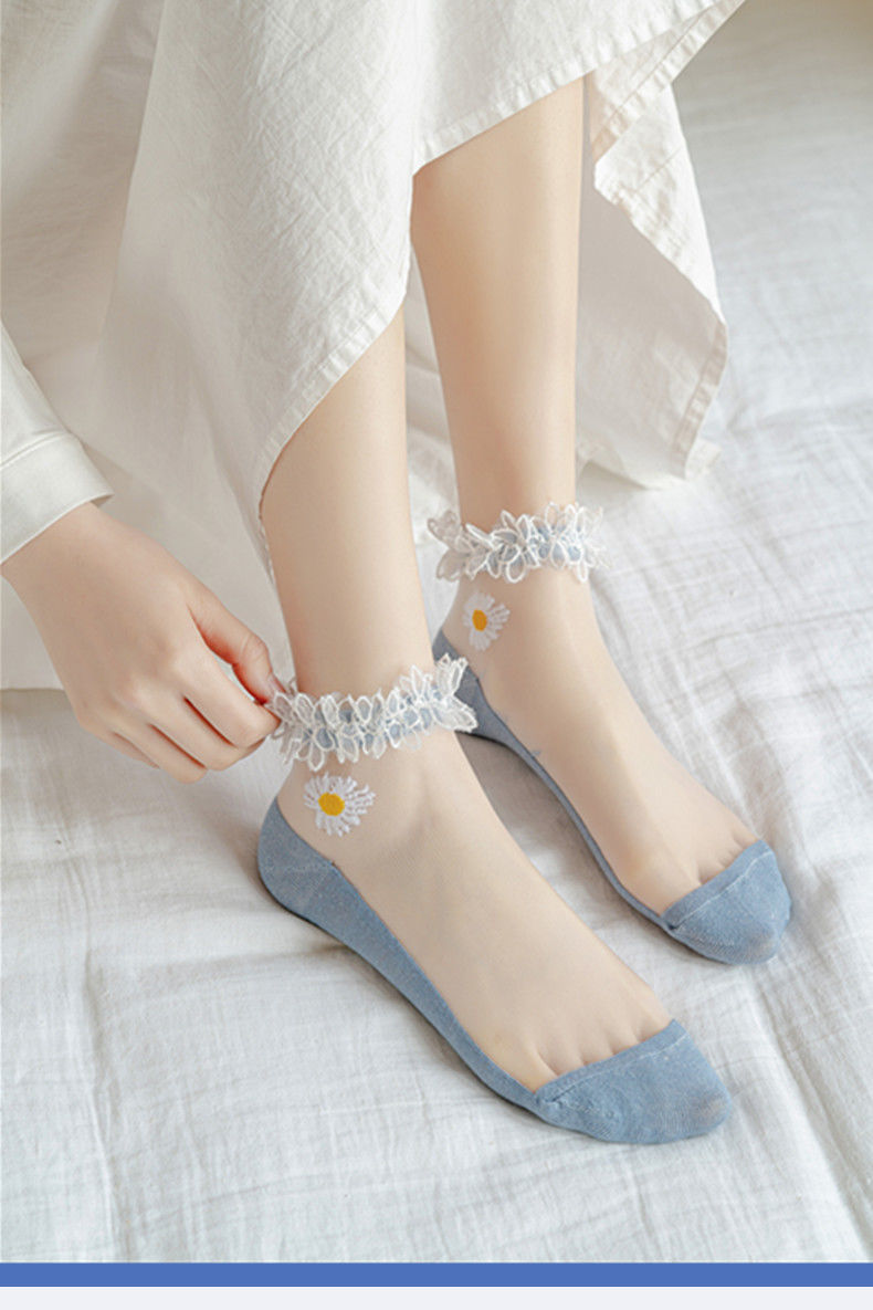 Picture of China Yuki Comfortable and cool daisy ice silk transparent socks for women