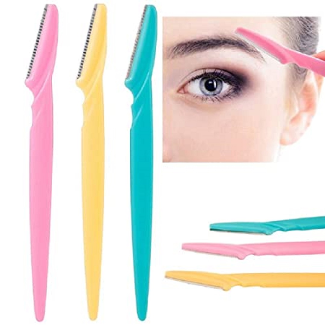 Picture of 3pcs Colorful Eyebrow Trimmer Face Hair Razors Women Eyebrow Shaver Hair Removal Makeup Tools