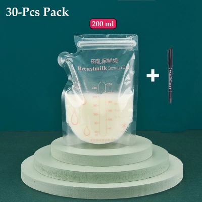 Picture of 30Pcs/bag Breast Milk Storage Bags Moisture-proof And leak-proof Food Freezer Breast Milk Storage Bag With Marker Pen ( 30Pcs+ Marker Pen  )