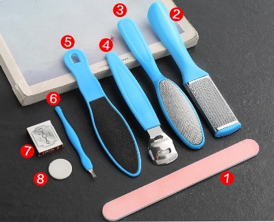 Picture of Foot Scrubber Set Pedicure Rasp Remover Stainless Steel Foot Cuticle Skin Callus Remover (8-Pcs OPP) ( 8-Pcs Set )