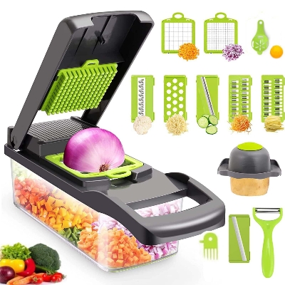 Picture of 16 in 1 Multifunction Vegetable Cutter with Squre Basket – Portable Chopper, Shredder & Grater for Quick Meal Prep