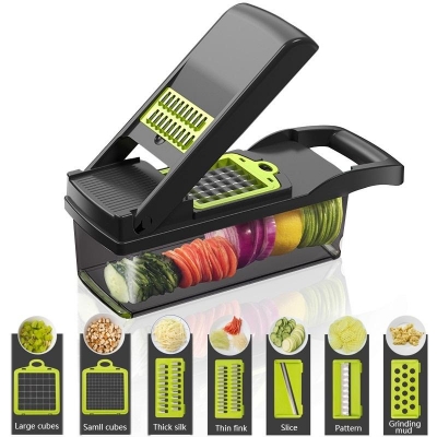 Picture of 16 in 1 Multifunction Vegetable Cutter with Squre Basket – Portable Chopper, Shredder & Grater for Quick Meal Prep