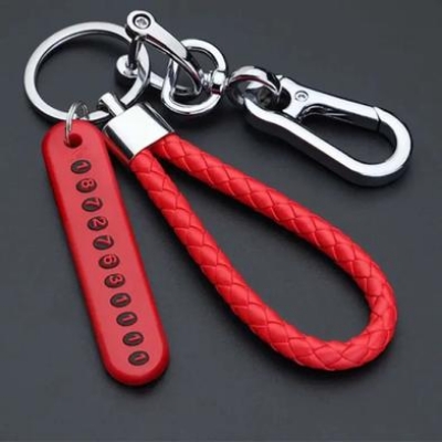 Picture of Pendant keychain Phone Number Bicycle Car Auto Motor Cycle Key Ring Anti-Lost Number Plate Mobile Number Gift for Husband ( 0.02 )