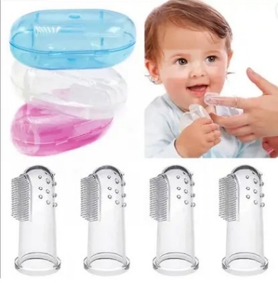 Picture of Baby Finger Toothbrush Children'S Teeth Cleaning Silicone Toothbrush Rubber Cleaning Kids Toothbrush with Box