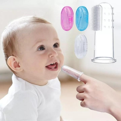 Picture of Baby Finger Toothbrush Children'S Teeth Cleaning Silicone Toothbrush Rubber Cleaning Kids Toothbrush with Box