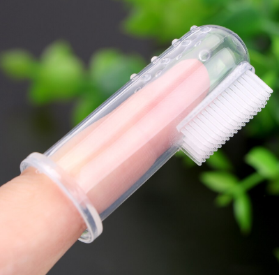 Picture of Soft Silicone Baby Finger Toothbrush Children's Teeth Cleaning Toothbrush Baby Tongue Cleaning Brush Pet Cleaning Tools-1pcs ( White )