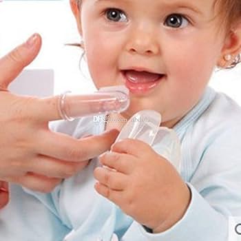 Picture of Soft Silicone Baby Finger Toothbrush Children's Teeth Cleaning Toothbrush Baby Tongue Cleaning Brush Pet Cleaning Tools-1pcs ( White )