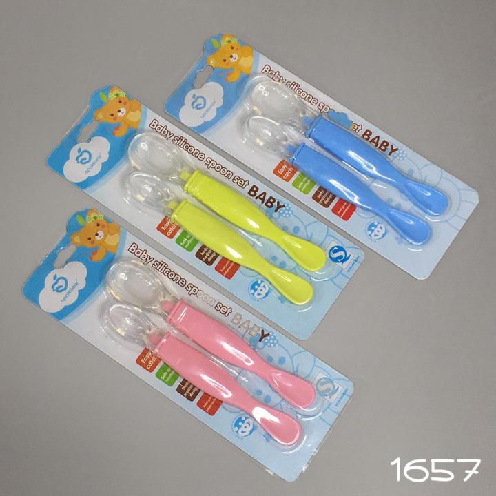 Picture of Applebear 2-Pcs Set Baby Feeding Silicone Spoon - Soft Silicone Spoon