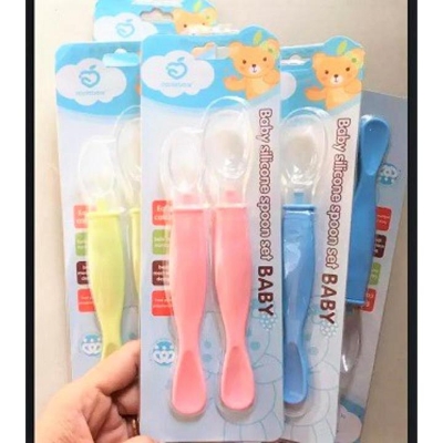 Picture of Applebear 2-Pcs Set Baby Feeding Silicone Spoon - Soft Silicone Spoon