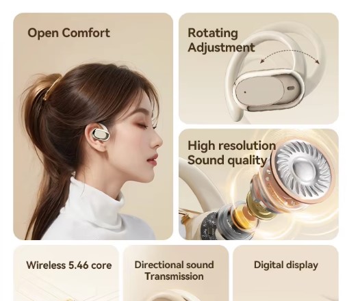 Picture of 2025 New True Wireless Earphones 90° Rotating Ear Hook Sports Earbuds with ACS Space Audio and AI Noise Reduction Technology