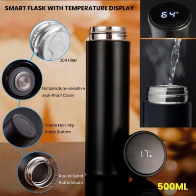 Picture of Smart Vacuum Flask with LED Temperature Display – Stainless Steel, Insulated Hot & Cold Water Bottle