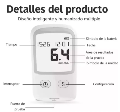 Picture of Smart Glucometer Blood Glucose / Sugar Test Meter / Blood Sugar Meter Diabetes Test Machine Blood Glucose Monitoring System | 50 Pcs free strips