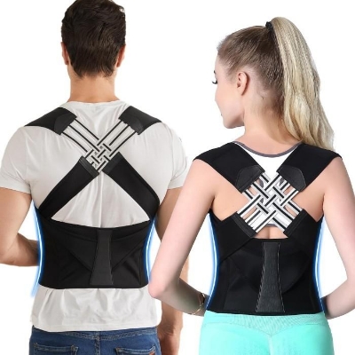 Picture of New Premium Adjustable Back Posture Corrector Back Pain Relief Belt Spine Waist Support Correction Straps Posture Belt For Men Women - Black Upper And Lower Back Support
