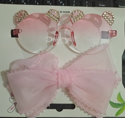 Picture of Stylish Bear Shape Stone Sunglass & Bow Clip Combo