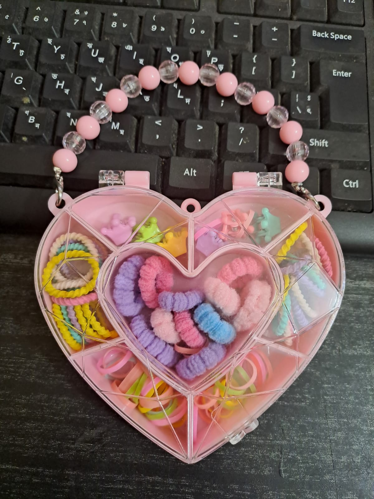 Picture of MultiColor Hair Accessories Kit – Perfect for Little Princess- Heart Shape Hair Band Set