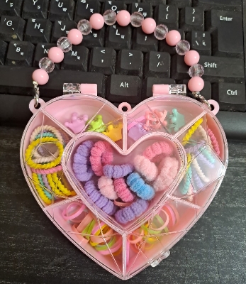 Picture of MultiColor Hair Accessories Kit – Perfect for Little Princess- Heart Shape Hair Band Set