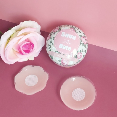 Picture of Women Bra Nipple Cover Bras Push Up Bra Nipple Stickers Bra Without Straps Invisible Female Adhesive Nipple Stickers-2pcs ( Skin Color )