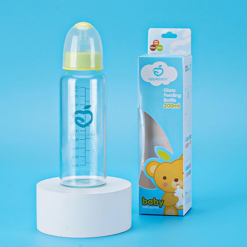 Picture of Apple Bear Transparent Glass Feeder – Pure, Hygienic & Baby-Friendly-120ml