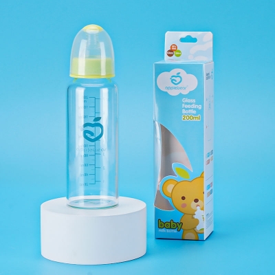 Picture of Apple Bear Transparent Glass Feeder – Pure, Hygienic & Baby-Friendly-120ml