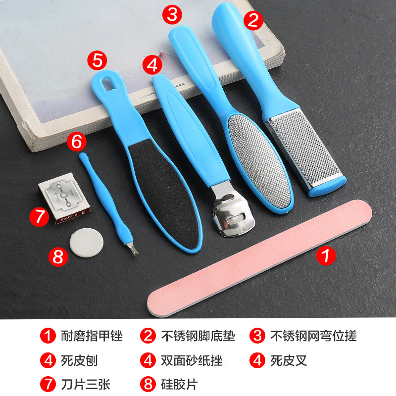 Picture of ZIKRA Stainless-Steel Dead Skin Shaved Feet Exfoliating Scrubber Heel 8-Pcs/Set ( Milticolor )