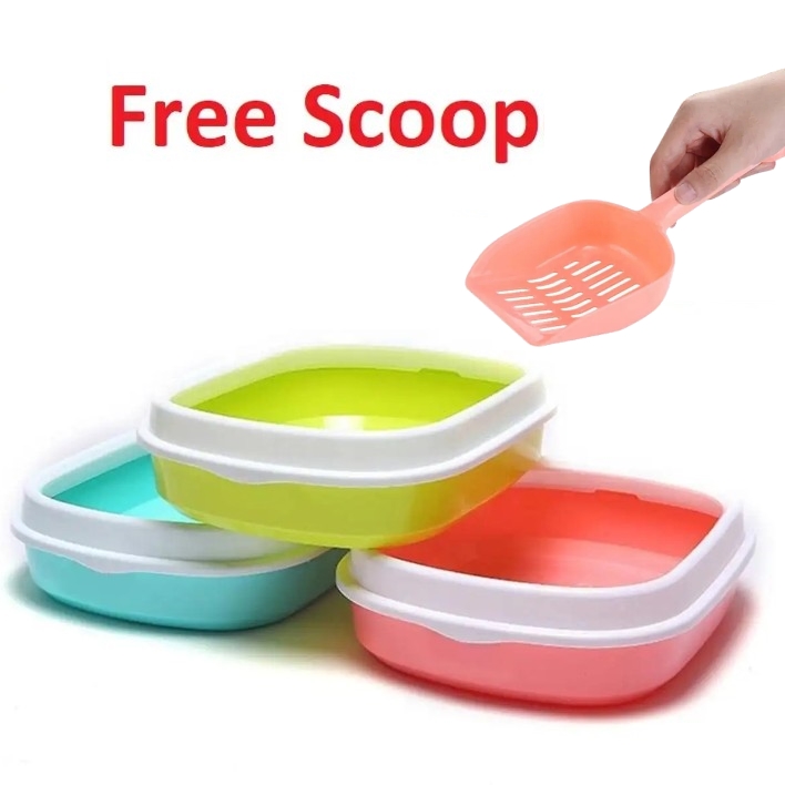 Picture of Cat Litter Box with Scoop - Pink & Blue