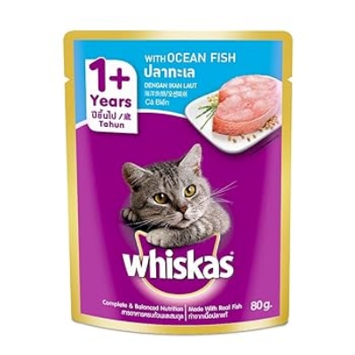 Picture of Whiskas Adult (+1 year) Wet Cat Food Ocean Fish 80g Pouch
