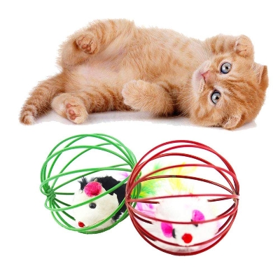 Picture of Cat Scratch Ball Toys Cat Interactive Toys Simulated Mouse in Rat Cage Ball Toy Funny Cat Toys Pet Accessories