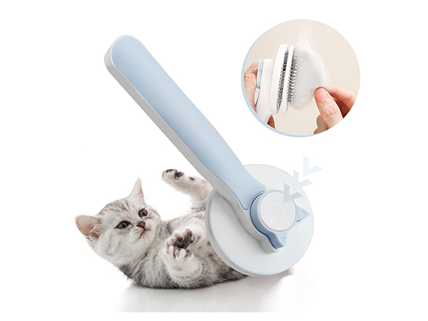 Picture of High Quality Pet Push Brush Automatic Plastic Shedding Hair Remove Tool Dog Cat Loose Hair Comb For Pet Faces Fur Nozzle Grooming