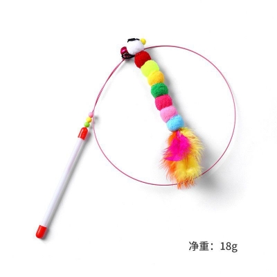 Picture of Cat Toy Steel Wire Feather Bell Teaser Wand Toy Kitten Play