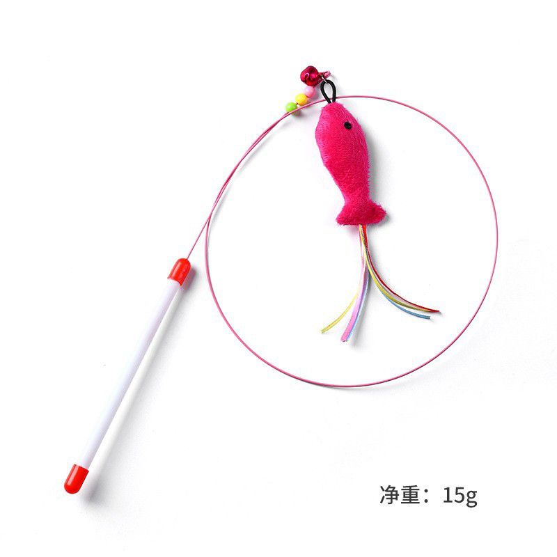 Picture of Cat Toy Feather Mouse Wand Cat Pet Toy Wire Chaser Wand Teaser Feather With Bell