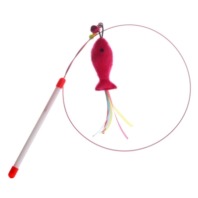 Picture of Cat Toy Feather Mouse Wand Cat Pet Toy Wire Chaser Wand Teaser Feather With Bell