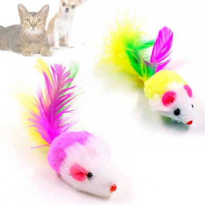 Picture of Mouse Shaped Pet Cat Toys with Feather-1Pcs