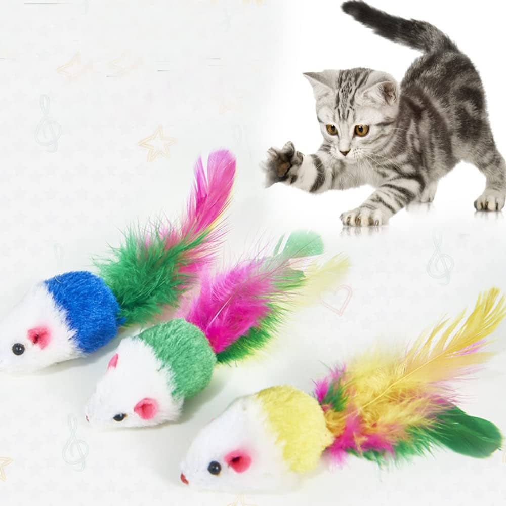 Picture of Mouse Shaped Pet Cat Toys with Feather-1Pcs