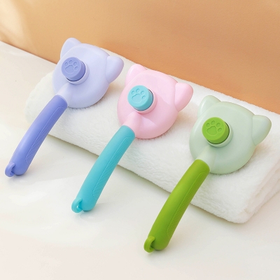 Picture of Cat Shape Pet Push Brush Automatic Plastic Shedding Hair Remove Tool Dog Cat Loose Hair Comb For Pet Faces Fur Nozzle Grooming