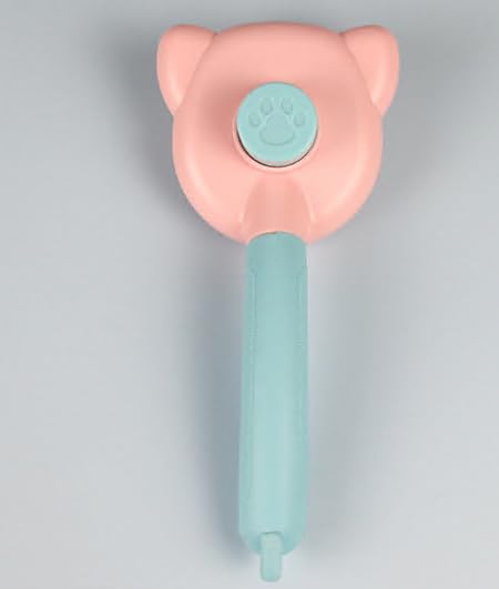 Picture of Cat Shape Pet Push Brush Automatic Plastic Shedding Hair Remove Tool Dog Cat Loose Hair Comb For Pet Faces Fur Nozzle Grooming