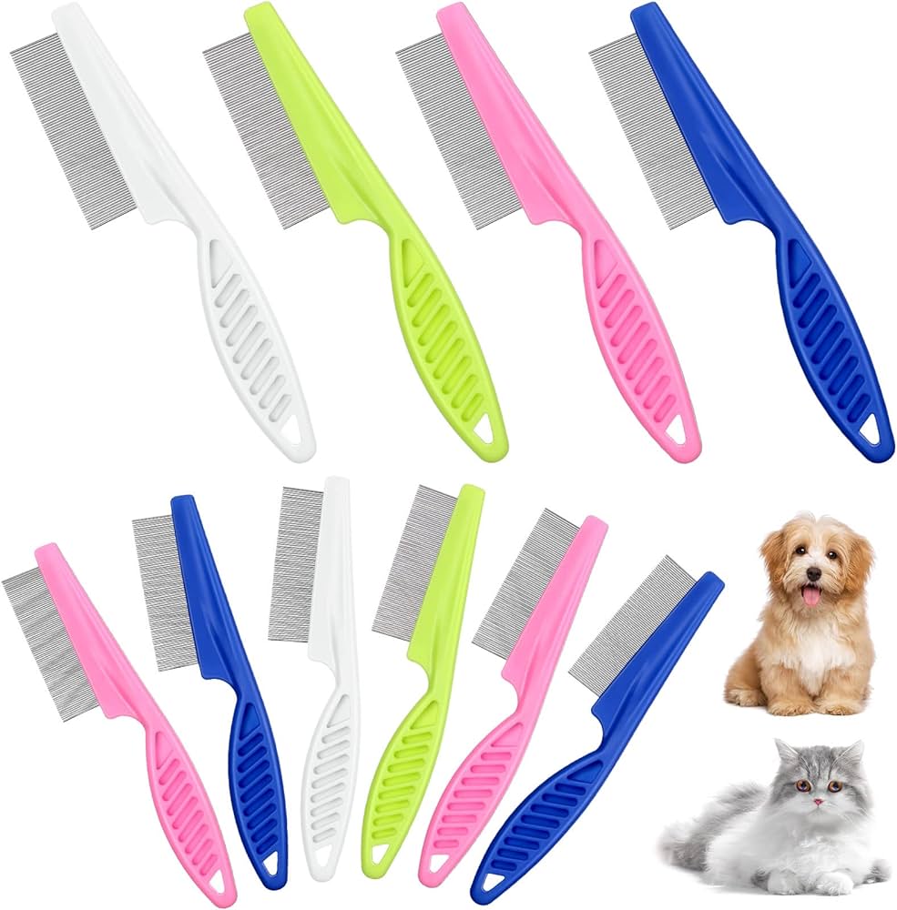Picture of Pet Hair Removal Comb Pet Hair Flea Comb Trimmer Plastic Handle Stainless Steel Needle Comb Small Size