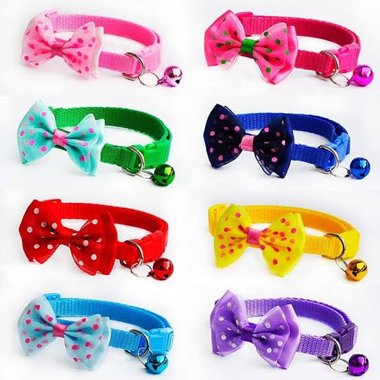 Picture of Pet tie Cat Collar Adjustable Dot Prints Doggy Bow Tie Green Color