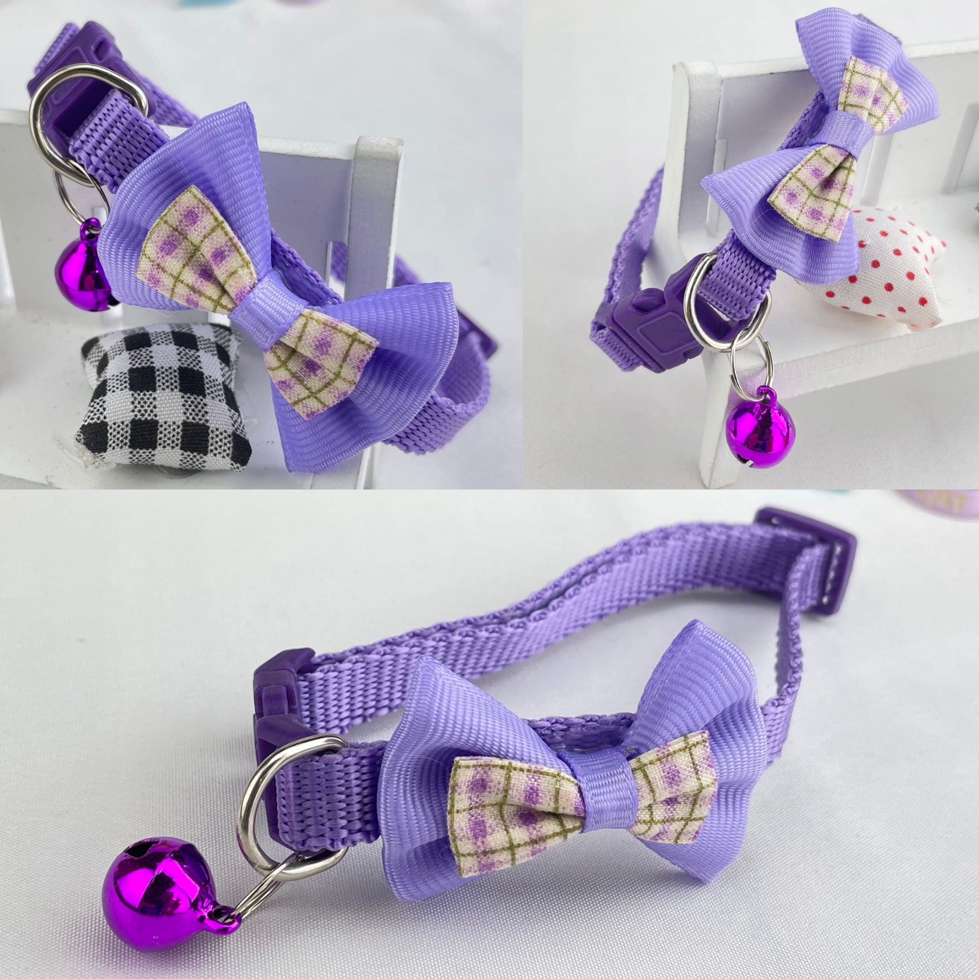 Picture of Unique Design bow/tie collar cat belt - Purple