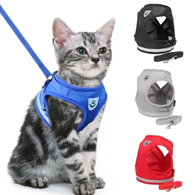 Picture of Cat Pet Kitten Cats/Dogs Puppy Harness & Leash Breathable Reflective -Random (S Size)