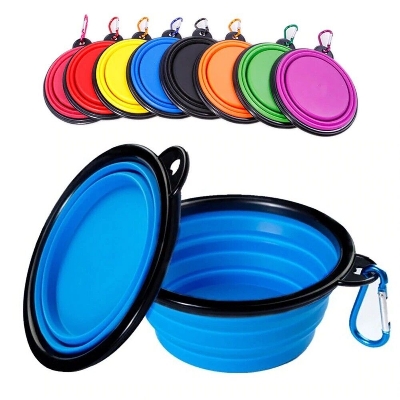 Picture of Collapsible cat and Dog Bowl, 1 Pack Foldable Pet Travel Bowl, for Outdoor Camping Pet Food Water Bowl