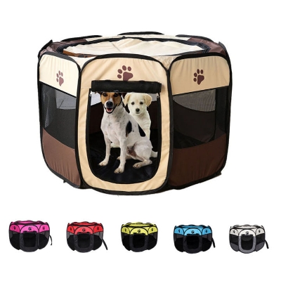 Picture of Portable Folding Pet Tent Dog House Octagonal Cage For Cat Tent Playpen Puppy Kennel Easy Operation Fence Outdoor Big Dogs House