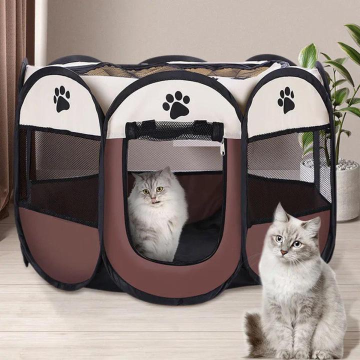Picture of Portable Folding Pet Tent Dog House Octagonal Cage For Cat Tent Playpen Puppy Kennel Easy Operation Fence Outdoor Big Dogs House
